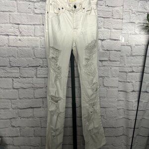 Alice + Olivia White Distressed Jeans